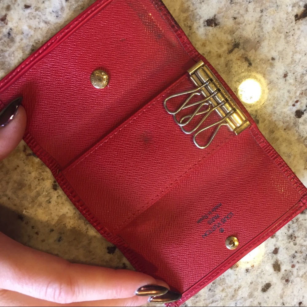 ❤️ AUTH LOUIS VUITTON Red Epi Leather Key 🔑Wallet